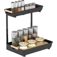 HOMCOM Keukenopbergrek Metaal, Kunststof 40L x 30B x 42H cm Zwart
