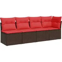 vidaXL - | - Tuinbank - | - met - kussen - Bruin - 227 - x - 62 - x - 69 - cm - poly - rattan