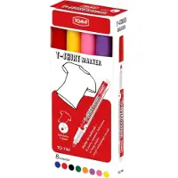 Toma Textielstiften Set - 8 Levendige Kleuren, Wasbestendig