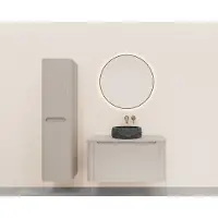 Wiesbaden Onderkast Sulora 100x48 cm Afgeronde Hoeken Geribbeld Met 1 Lade 1 Uitsparing Mat Beige