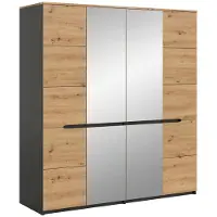 Furnilux Moderne 4-deurs kledingkast met spiegels ruime opbergoplossing voor je