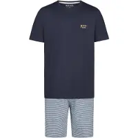Phil&Co. Pyjama kort ' Classics ' donkerblauw / grijs / offwhite