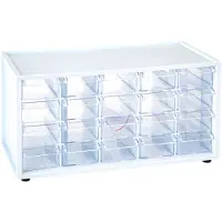 PlasticForte Sorteerbakjes spijkers/schroeven - 20 lades - 16 x 38 x 20 cm - opbergkastjes - ophangbaar - wit/transparant