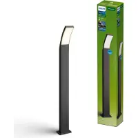 Philips Splay Tuinpaal - Buitenverlichting - Weerbestendig: IP44 - PowerShield Coating - Warmwit licht: 2700K - Hoogwaardig Aluminium - Antraciet