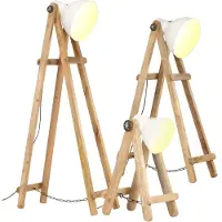 Syfax Vloerlampen 3 st E27 massief mangohout wit