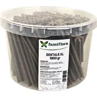 Famiflora Dentals XL Hondensnacks - 1800 gr - Gebitsverzorging - Voor middelgrote en grote honden - XL formaat van 14 cm - Bevat essentiële mineralen - Handige hersluitbare emmer