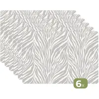 KitchenYeah Placemats - 6 stuks - 45x30 cm - Placemat kunststof - Zebra - Motief - Grijs - Borden onderleggers - Decoratie voor op tafel - Keuken tafeldecoratie accessoires - Vinyl onderlegger - Tafelversiering