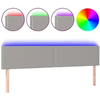 vidaXL Hoofdbord LED 180x5x78/88 cm stof lichtgrijs