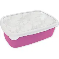 MuchoWow Broodtrommel Roze - Lunchbox Minimalistisch - Wit - Grijze aders - Brooddoos 18x12x6 cm - Brood lunch box - Broodtrommels voor kinderen en volwassenen