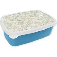 MuchoWow Broodtrommel Blauw - Lunchbox Klassiek - Vogels - Groen - Brooddoos 18x12x6 cm - Brood lunch box - Broodtrommels voor kinderen en volwassenen