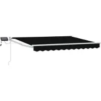 Syfax Handbediende luifel met LED's Zwart en Wit 3 x 2,5 m
