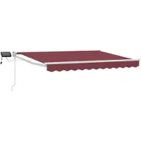 Syfax Handbediende luifel met LED's Bordeauxrood en Wit 3,5 x 2,5 m