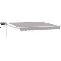 Syfax Handbediende luifel met LED's Lichtgrijs en wit. 3 x 2,5 m