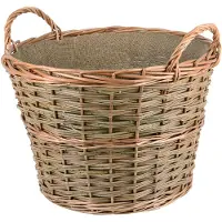 UNUS rieten brandhoutmand gevlochten wilgenmand diameter 45 cm hoogte 32 cm jute bekleed