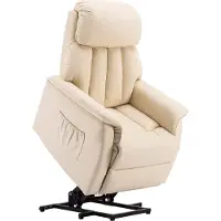 MCombo Monkey's Luxe Elektrische Relax stoel - Ligpositie 140 Graden - Voetensteun - Chill stoel - USB Aansluiting - Crème Wit - Kunstleer - Retro - Tv stoel - Sta Op Functie -‎ 77 x 72 x 110 cm