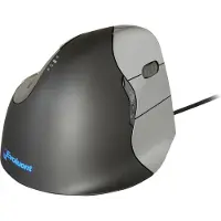 BakkerElkhuizen Bedrade Ergonomische Verticale Muis Evoluent4 Optisch voor Rechtshandige gebuikers 2,15 m USB-A kabel Zwart, grijs
