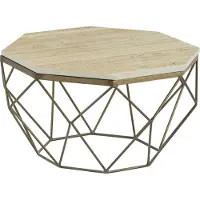 Invicta Handgemaakte salontafel DIAMOND 70cm beige travertijn messing ijzer - 45204