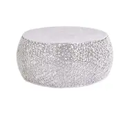 Invicta Ronde salontafel ABSTRACT BLAD 75cm antiek zilver metaal filigraan handgemaakt - 43229