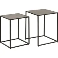 Invicta Vierkante set van 2 bijzettafels MOUNTAIN SOUL 60cm zwart natuursteen metaal - 45676
