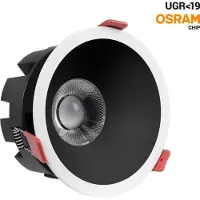 Alpinaluz LED-inbouwspot 20W, CCT 2700K-4000K-6500K, dimbaar, ronde zilverkleurige afwerking, diameter 110-115 mm, openingshoek 36º, met OSRAM-chips en KGP-driver, zwart