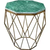 Invicta Abstract bijzettafeltje DIAMOND 50cm groen marmer messing metaal - 41857