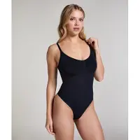 Hunkemoller Naadloze corrigerend hoog uitgesneden body Zwart Dames | Maat: L
