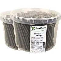 Famiflora Dentals XL Hondensnacks - 3.6KG (2x 1800 gram) - Gebitsverzorging - Voor middelgrote en grote honden - XL formaat van 14 cm - Bevat essentiële mineralen - Handige hersluitbare emmer