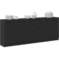 vidaXL Dressoir 3 pcs Zwart Eiken 180 x 30 x 70 cm Bewerkt hout