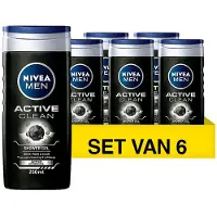 Nivea MEN Active Clean Douchegel - 6 x 250 ml - Voordeelverpakking