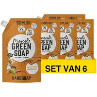 Marcel's Green Soap 6x Handzeep Sandelhout & Kardemon Navul Stazak 500 Ml