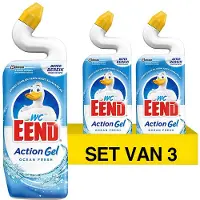 WC-Eend Action Gel Toiletreiniger Ocean Fresh 3 Stuks à 750 ml