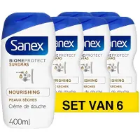Sanex 6x Douchegel - 400ml - biomeprotect surgras nourishing