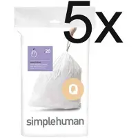 Simplehuman Vuilniszakken met trekband 50-65 liter | code Q | 5 x 20 stuks