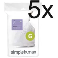 Simplehuman Vuilniszakken met trekband 30 liter | code G | 5 x 20 stuks