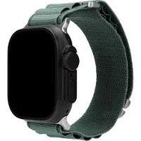 Mobilize Alpine Nylon Apple Watch Bandje 49 / 46 / 45 Mm Groen / Titanium