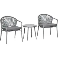 Outsunny Rattan Bistroset Stahl, PE Rattan Hellgrau