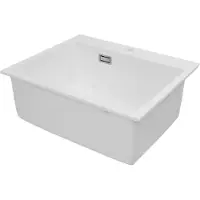 Easybuy 55 x 45 cm Keukenwastafel, inbouwmodel, wit, met afvoer. Geschikt voor gebruik in de keuken, maximaal draagvermogen 100 kg