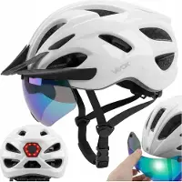 Vayox Fietshelm Speed VA0425WGL, verstelbaar van 58 tot 61 cm - maat L - met zonnebril, met LED-verlichting - geventileerd - wit