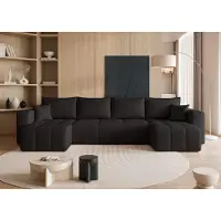 Fun-Möbel Woongedeelte met slaapfunctie, bank LEROS, bekleed met stof Manila, kleur zwart