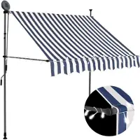 Syfax Luifel handmatig uitschuifbaar met LED 200 cm blauw en wit