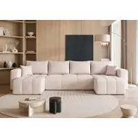 Fun-Möbel Zitmeubel met slaapfunctie, bank LEROS, bekleed met stof Manila in crème kleur