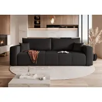 Fun-Möbel Driezitsbank met slaapfunctie, model LEROS, bekleed met stof Manila, kleur zwart