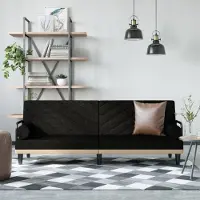 Prolenta Maison Exclusive - Slaapbank met armleuningen, zwart, stoffen bekleding