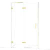 Maxaro Diamond Douchedeur | 120 cm Glanzend lichtgoud Helder glas Draaideur