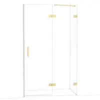 Maxaro Diamond Douchedeur | 120 cm Glanzend lichtgoud Helder glas Draaideur