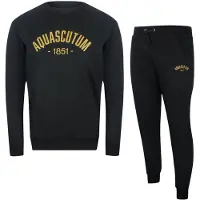 Aquascutum Old School Crewneck Zwarte Trainingsbroekset