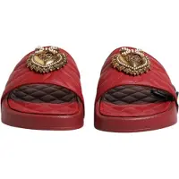 Dolce&Gabbana Rode Devotie Matelassé Leren Slides Schoenen