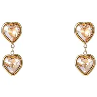 Go Dutch Label Oorknoppen Double Heart Stone Champagne