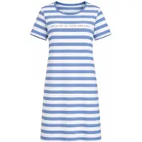 Comtessa - Dames Nachthemd – 95 cm – Blauw Gestreept – 100% Katoen - Maat 40