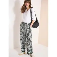 Cecil Dames Broek met wijde pijpen in Loose Fit met print - Groen - S